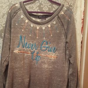 GREY COWGIRL TUFF FLEECE TOP